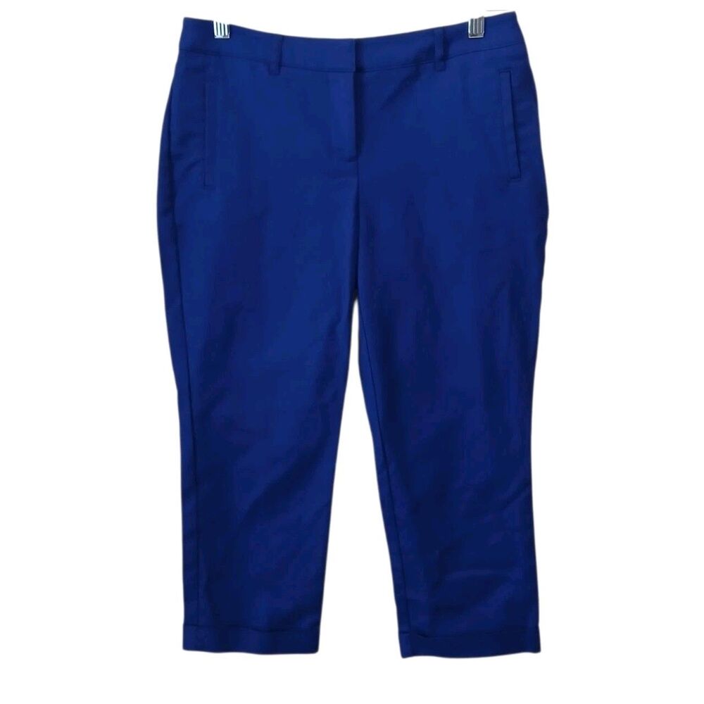 Chico's‎ So Slimming Royal Blue Capri Pant Cropped Sz 4P Cuff Leg Casual Cuffed